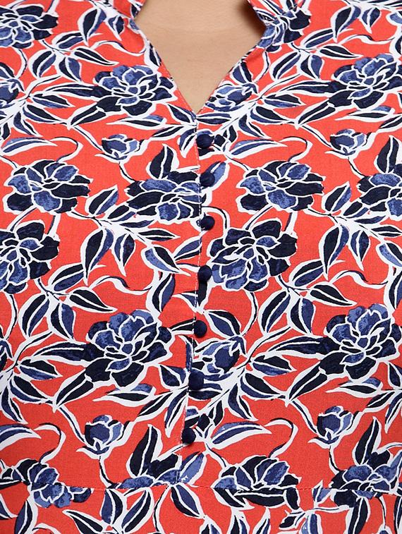 red polyester plus kurta - 16740890 - Zoom Image - 4