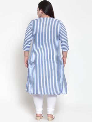 striped straight kurta - 16740912 - Standard Image - 3