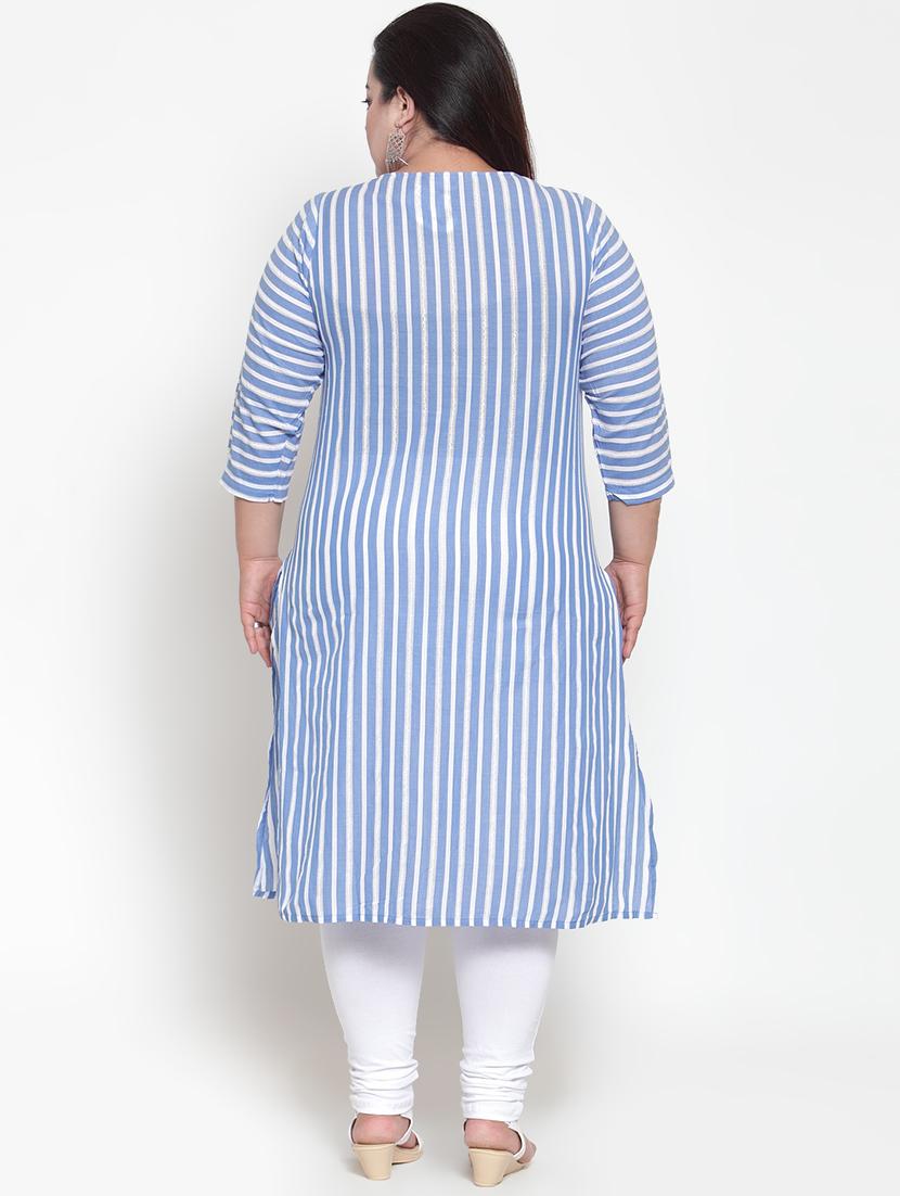 striped straight kurta - 16740912 - Zoom Image - 3