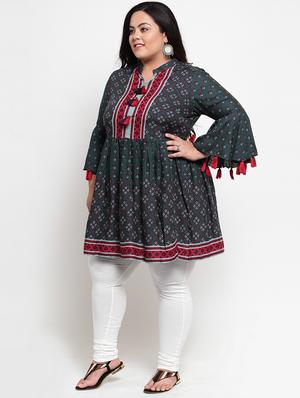 green cotton aline kurti - 16740915 - Standard Image - 2