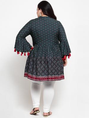 green cotton aline kurti - 16740915 - Standard Image - 3