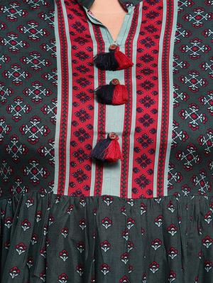 green cotton aline kurti - 16740915 - Standard Image - 4