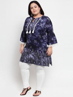 blue cotton aline kurti - 16740916 - Standard Image - 2