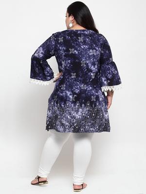 blue cotton aline kurti - 16740916 - Standard Image - 3