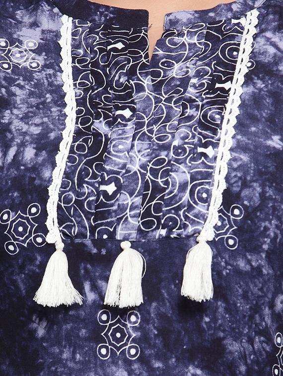 blue cotton aline kurti - 16740916 - Zoom Image - 4