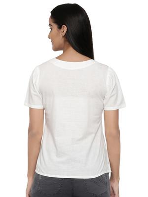 round neck button detail pleated top - 16740928 - Standard Image - 3