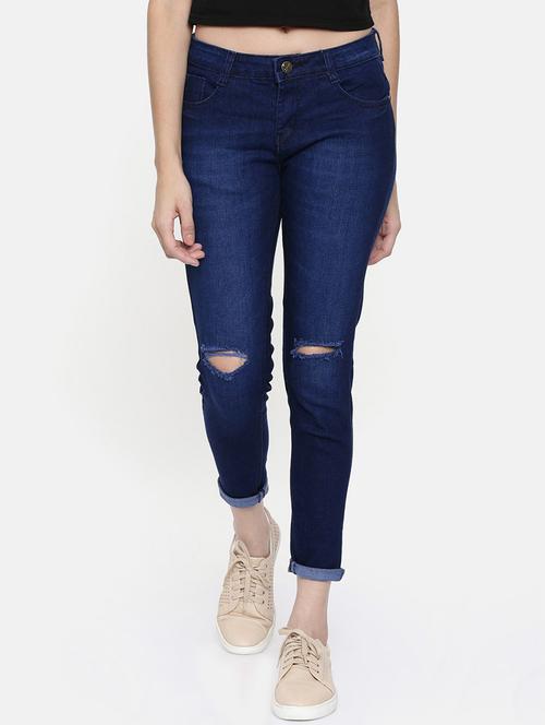 turn up hem knee slit jeans - 16740938 - Standard Image - 1