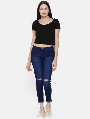 turn up hem knee slit jeans - 16740938 - Standard Image - 4