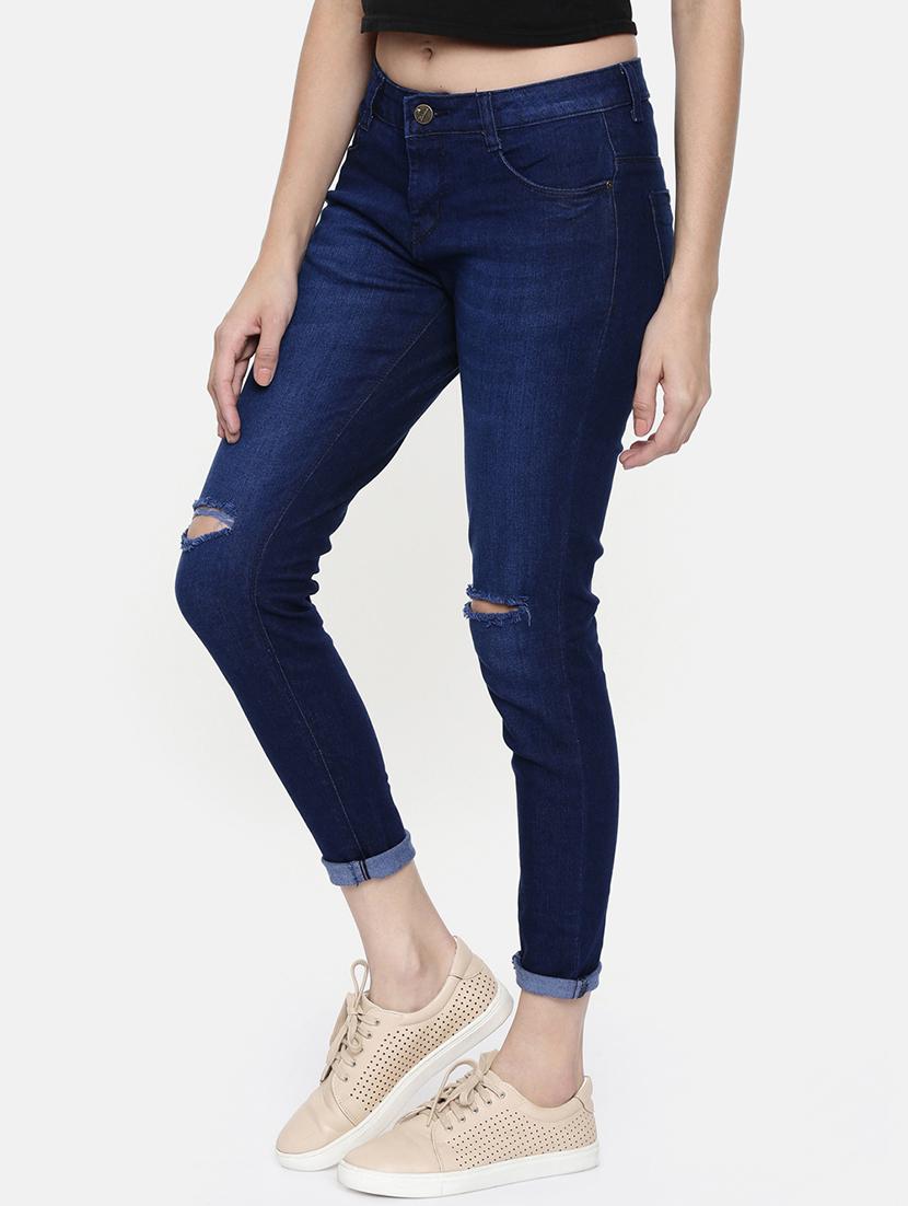 turn up hem knee slit jeans - 16740938 - Zoom Image - 2