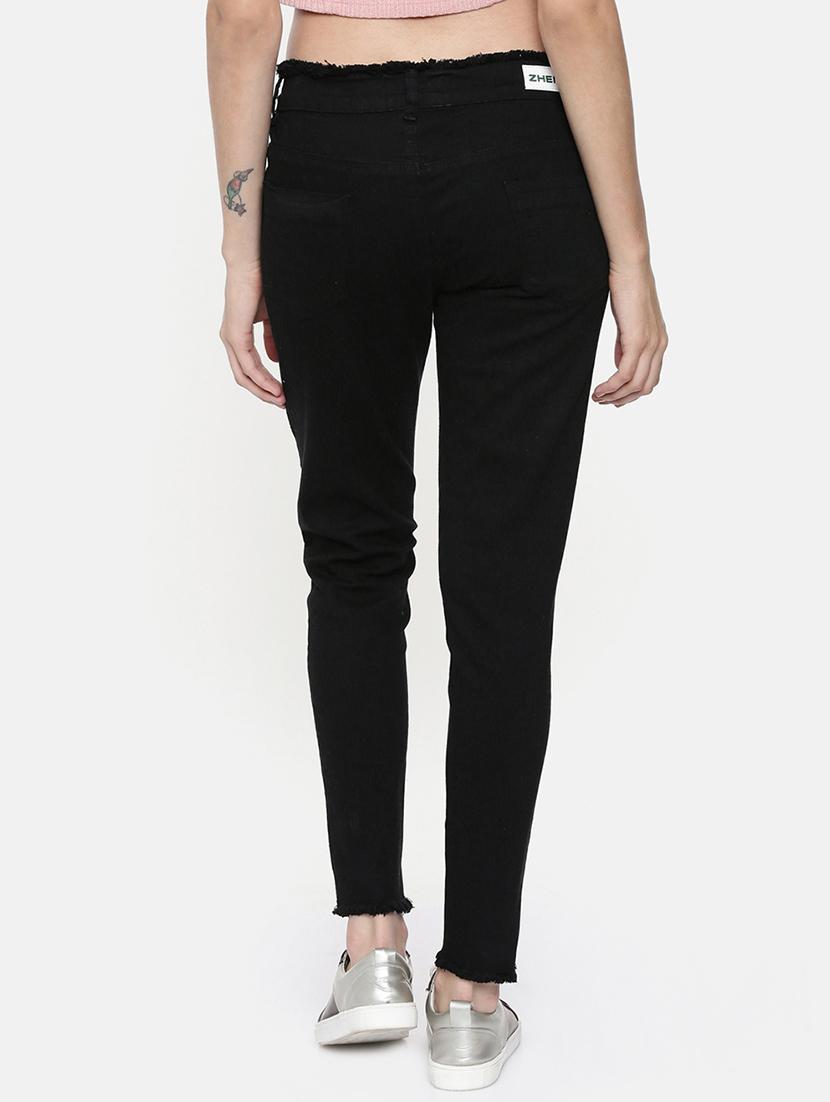low rise frayed hem jeans - 16740946 - Zoom Image - 3