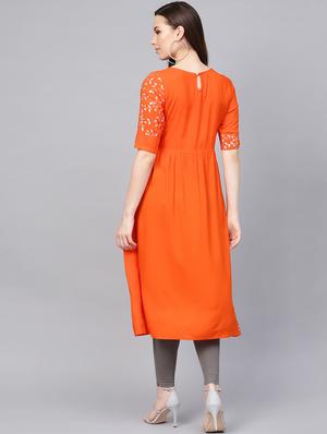 foil print flared kurta - 16741097 - Standard Image - 3