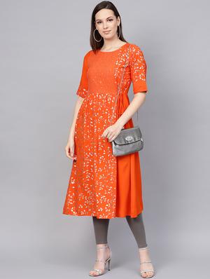 foil print flared kurta - 16741097 - Standard Image - 4