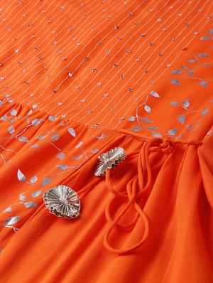 foil print flared kurta - 16741097 - Standard Image - 5