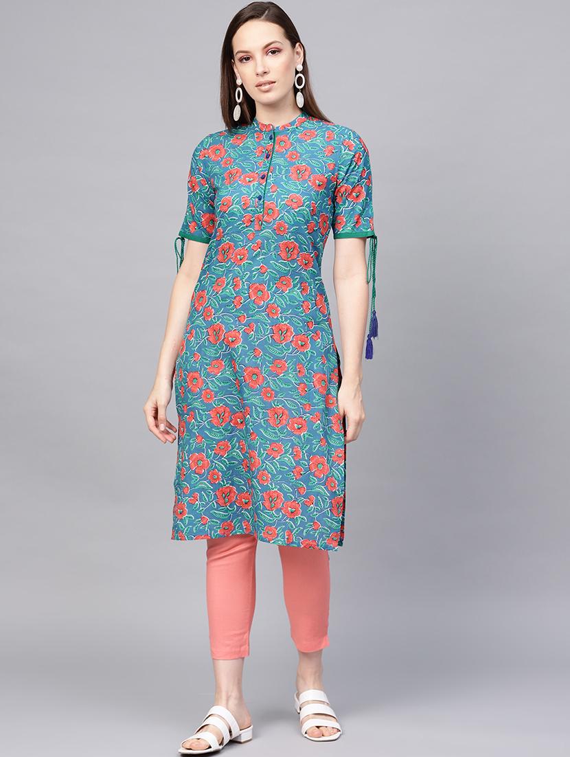 floral straight kurta - 16741100 - Zoom Image - 1