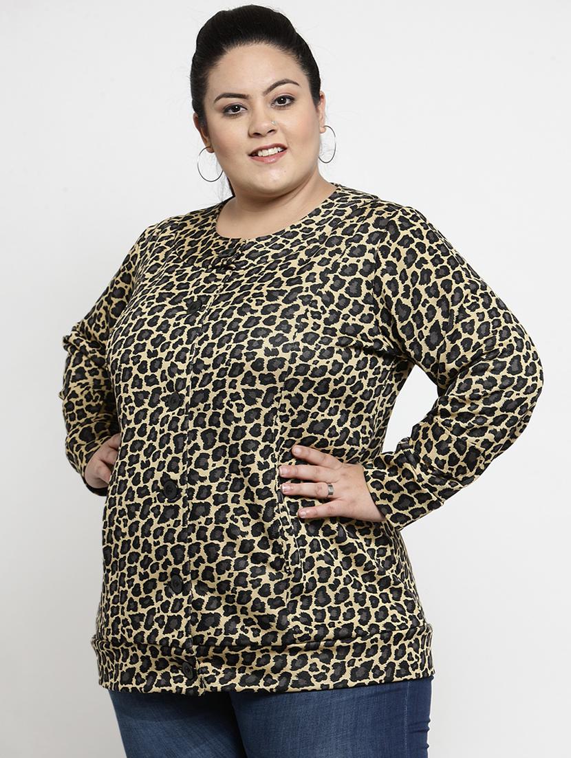 long sleeved animal print plus cardigan - 16741115 - Zoom Image - 1