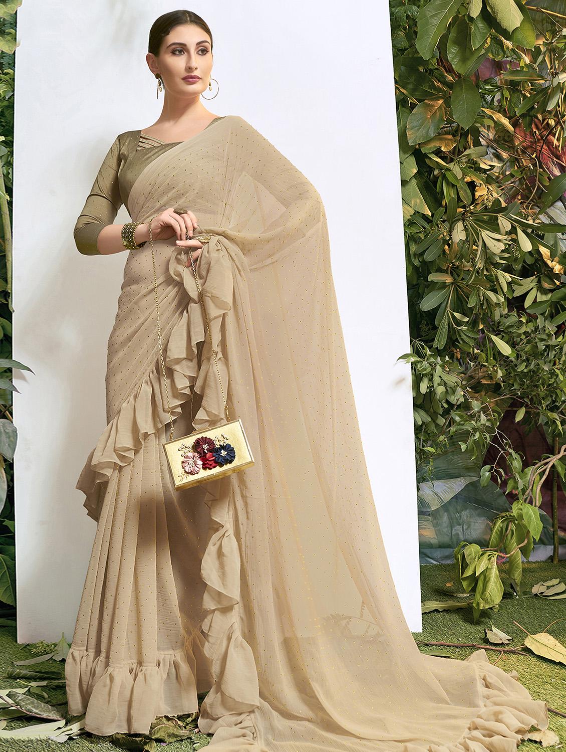 ruffle fusion saree with blouse - 16741205 - Zoom Image - 1