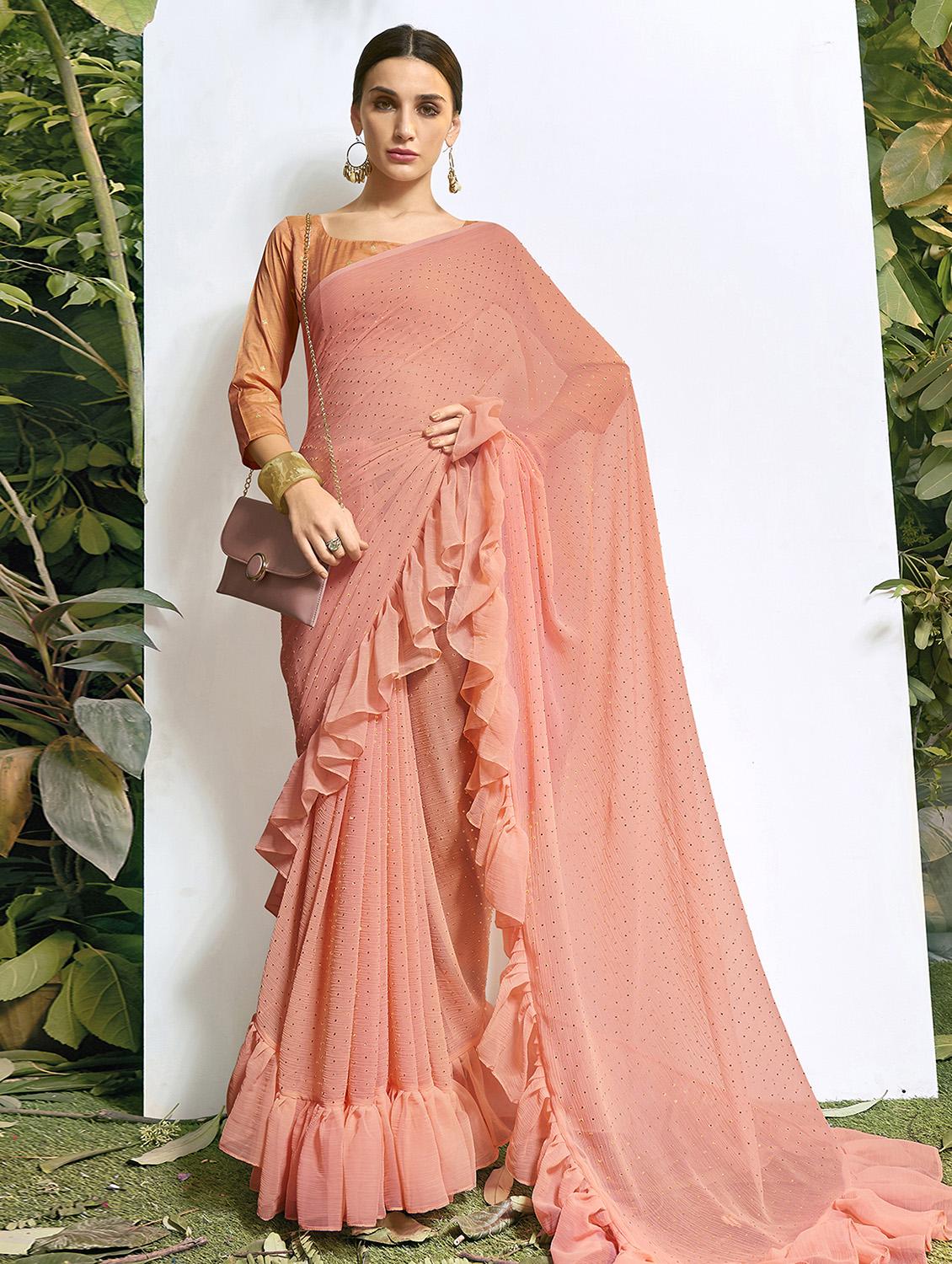 ruffle fusion saree with blouse - 16741207 - Zoom Image - 1