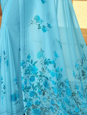 floral printed saree with blouse - 16741211 - Standard Image - 2
