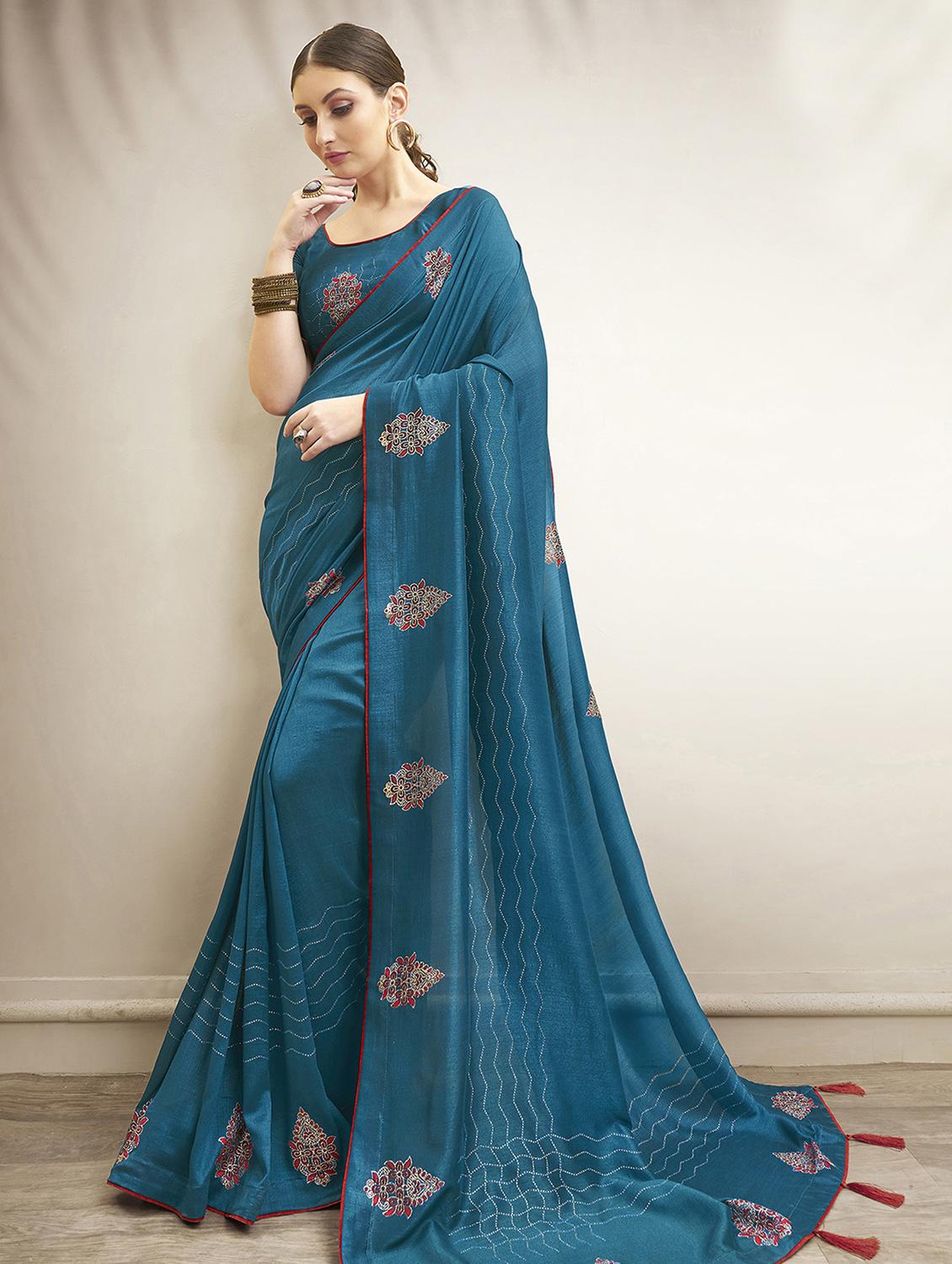 floral printed saree with blouse - 16741222 - Zoom Image - 1