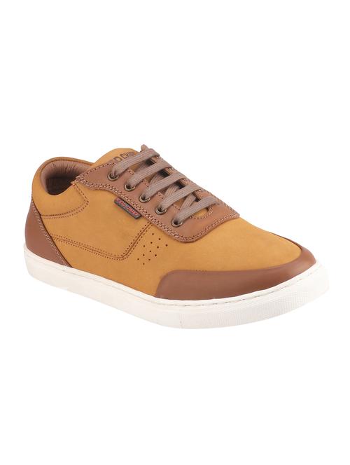 tan leather lace up sneakers - 16741364 - Standard Image - 1
