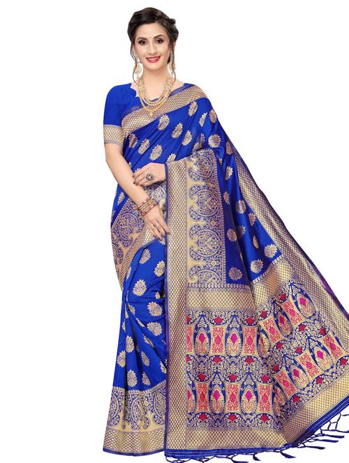 ethnic motif banarasi saree with blouse - 16741702 - Very Small Image - 1