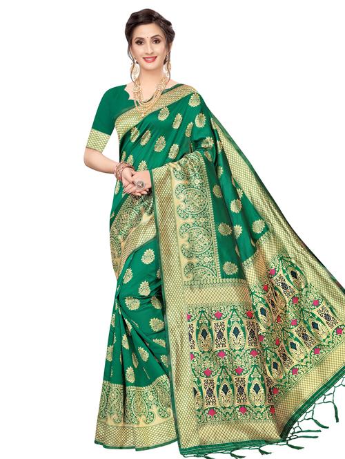ethnic motif banarasi saree with blouse - 16741703 - Very Small Image - 1