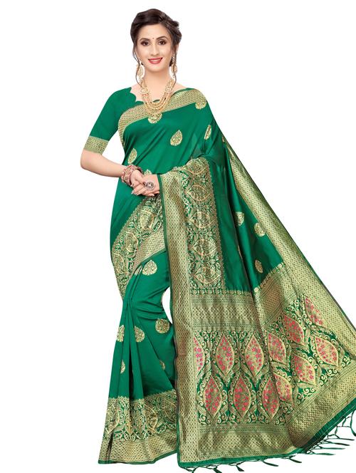ethnic motif banarasi saree with blouse - 16741706 - Very Small Image - 1