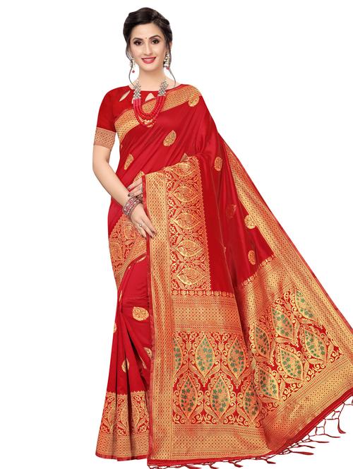 ethnic motif banarasi saree with blouse - 16741708 - Very Small Image - 1