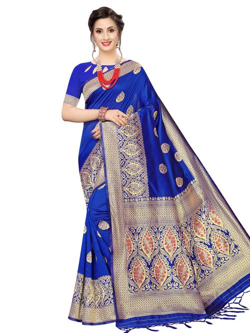 ethnic motif banarasi saree with blouse - 16741710 - Very Small Image - 1