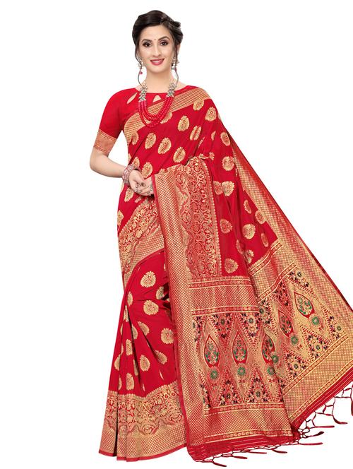 ethnic motif banarasi saree with blouse - 16741713 - Very Small Image - 1