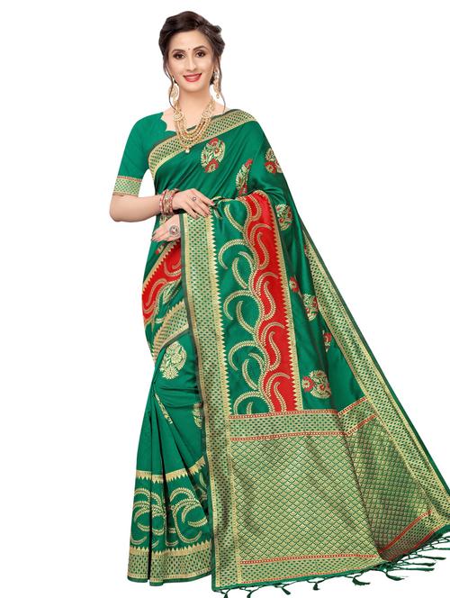 ethnic motif banarasi saree with blouse - 16741718 - Very Small Image - 1