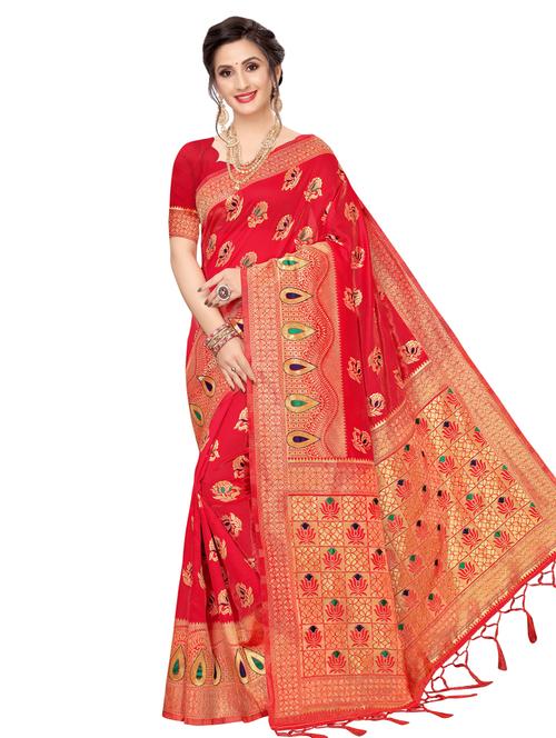 floral banarasi saree with blouse - 16741722 - Very Small Image - 1