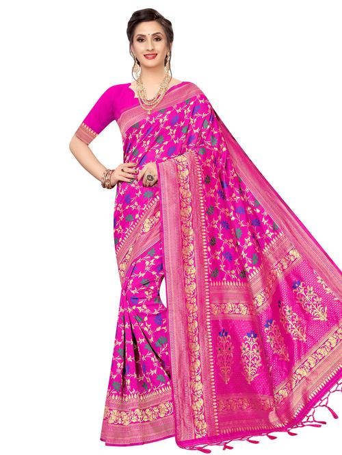 floral banarasi saree with blouse - 16741727 - Very Small Image - 1