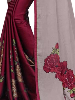 floral printed saree with blouse - 16741734 - Standard Image - 3