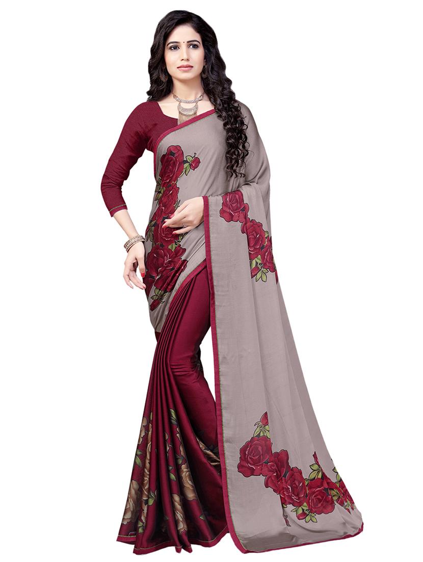 floral printed saree with blouse - 16741734 - Zoom Image - 1