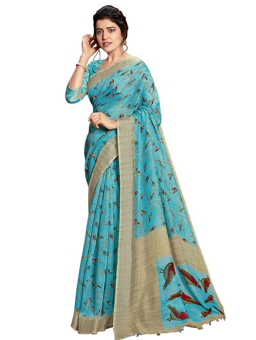 conversational printed saree with blouse - 16741742 - Very Small Image - 1
