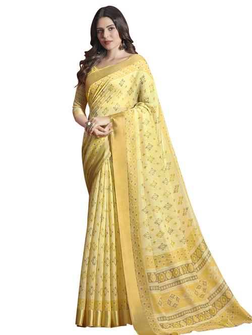 ethnic motif printed saree with blouse - 16741765 - Very Small Image - 1