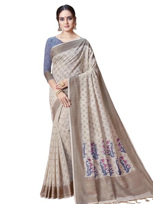 floral printed saree with blouse - 16741776 - Very Small Image - 1