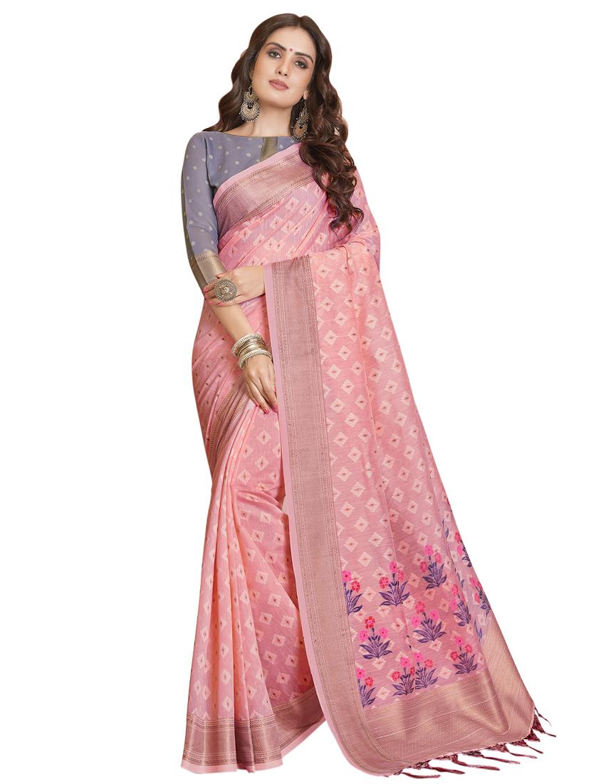 floral printed saree with blouse - 16741780 - Zoom Image - 1