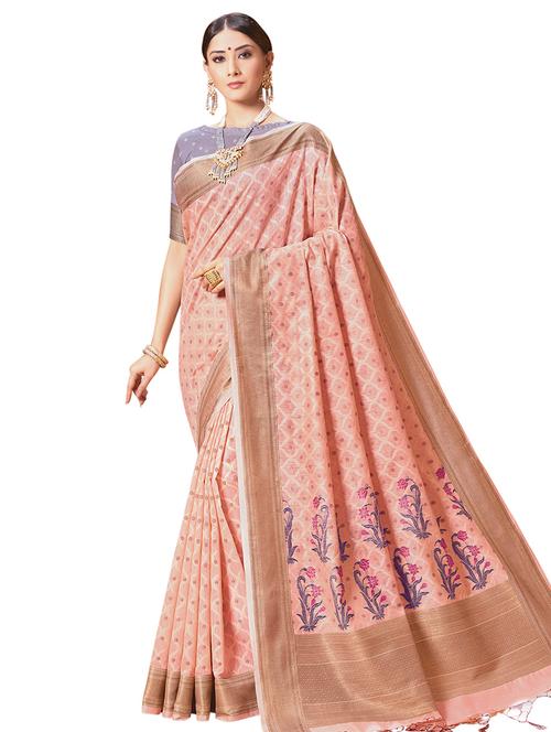 pastel printed saree with blouse - 16741873 - Very Small Image - 1
