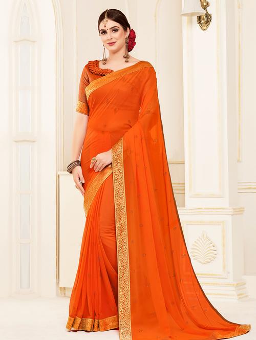 embellished bordered saree with blouse - 16741918 - Very Small Image - 1