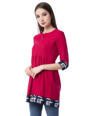solid a-line kurti - 16741929 - Standard Image - 2