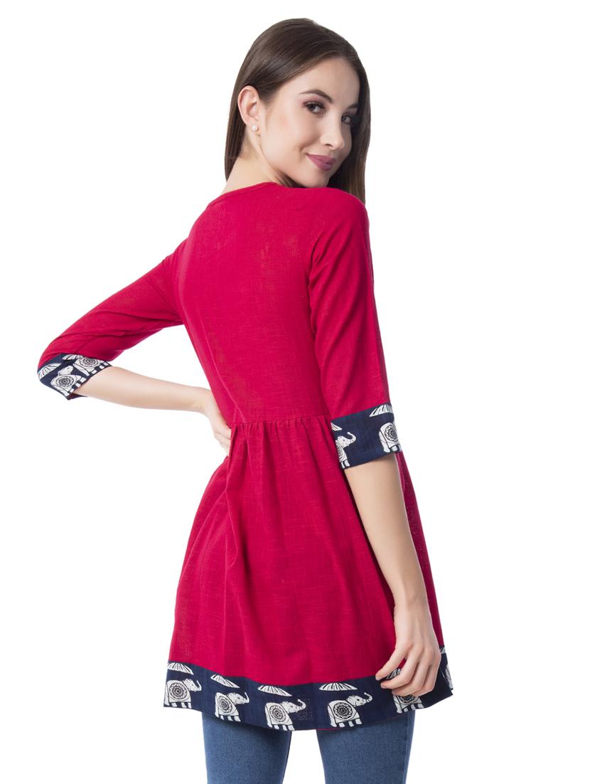 solid a-line kurti - 16741929 - Zoom Image - 3