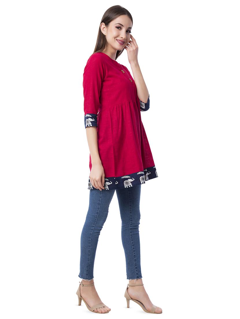 solid a-line kurti - 16741929 - Zoom Image - 4