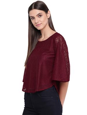 round neck laced top - 16741942 - Standard Image - 2