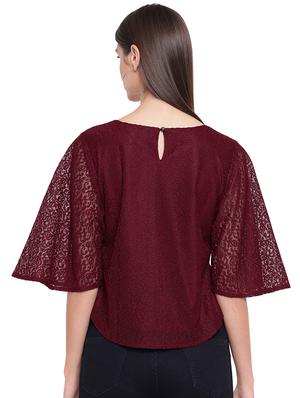 round neck laced top - 16741942 - Standard Image - 3