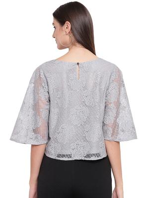 round neck laced top - 16741943 - Standard Image - 3
