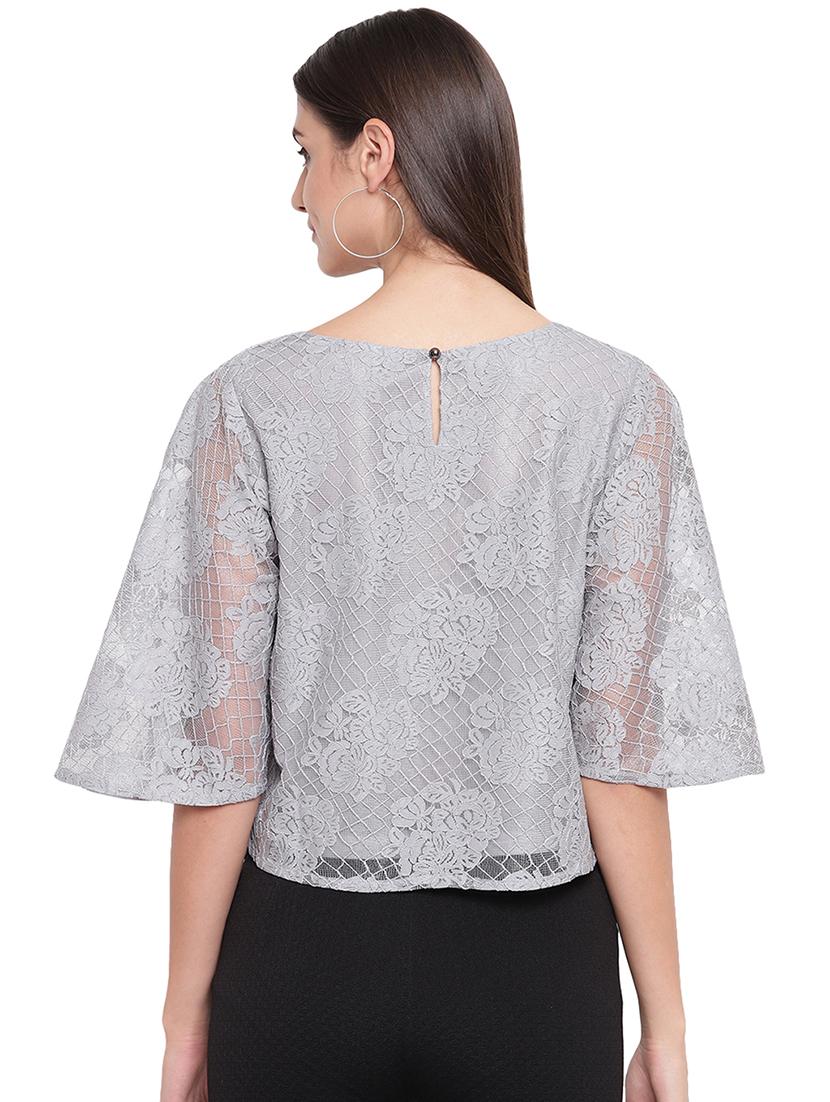 round neck laced top - 16741943 - Zoom Image - 3
