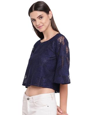 round neck laced top - 16741944 - Standard Image - 2