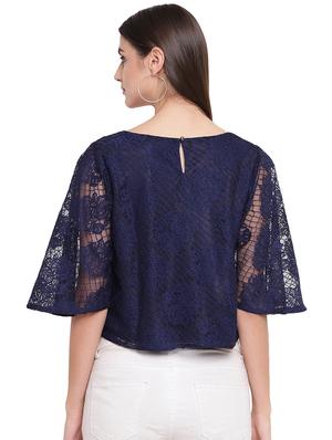 round neck laced top - 16741944 - Standard Image - 3